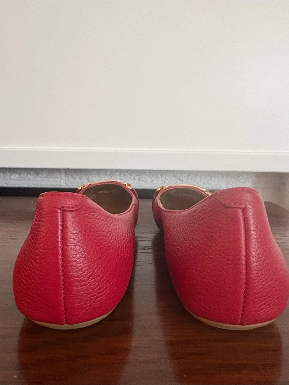 COACH ‘Bianca’ Red Pebbled Leather Ballet Flat Size 7